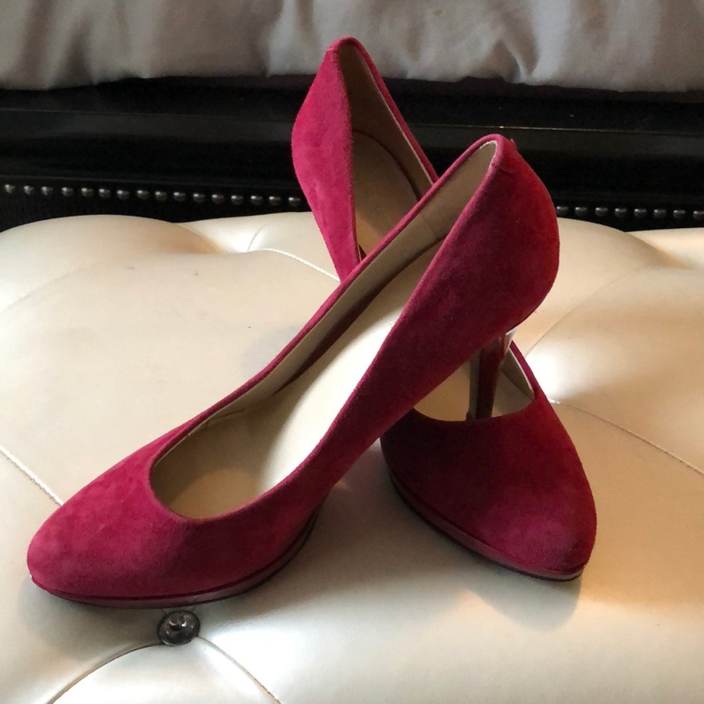 Red suede heels
